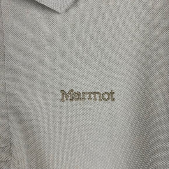 Marmot Short Sleeve Polo Shirt Men's Size Medium Beige Tan - Picture 6 of 8